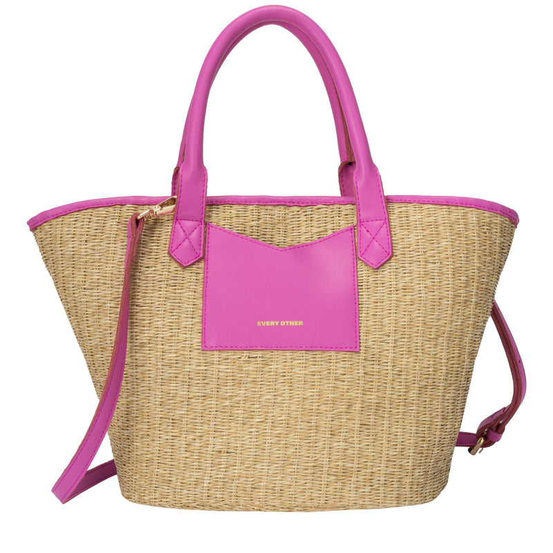 Every Other Large Twin Strap Tote Bag In Fuchsia