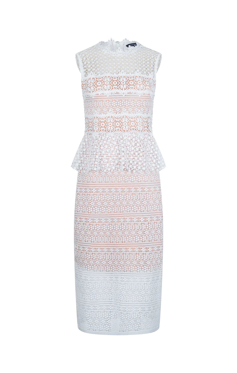 French Connection Ramona Lace Jersey Dress White
