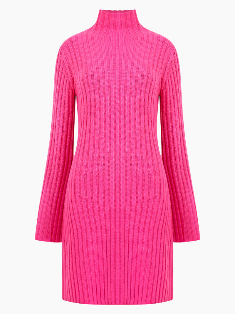 French Connection Knitted Skater Dress Fuchsia