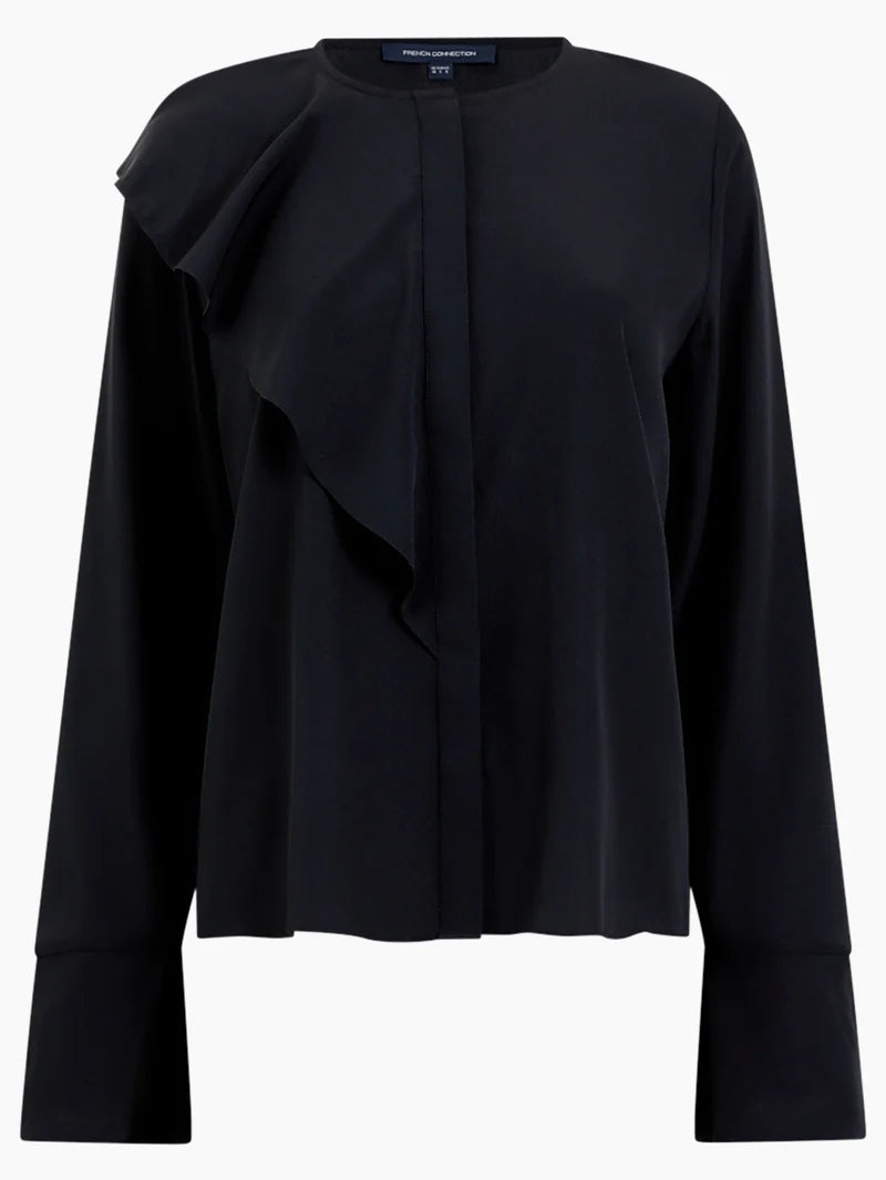 French Connection Asymetric Frill Shirt Black