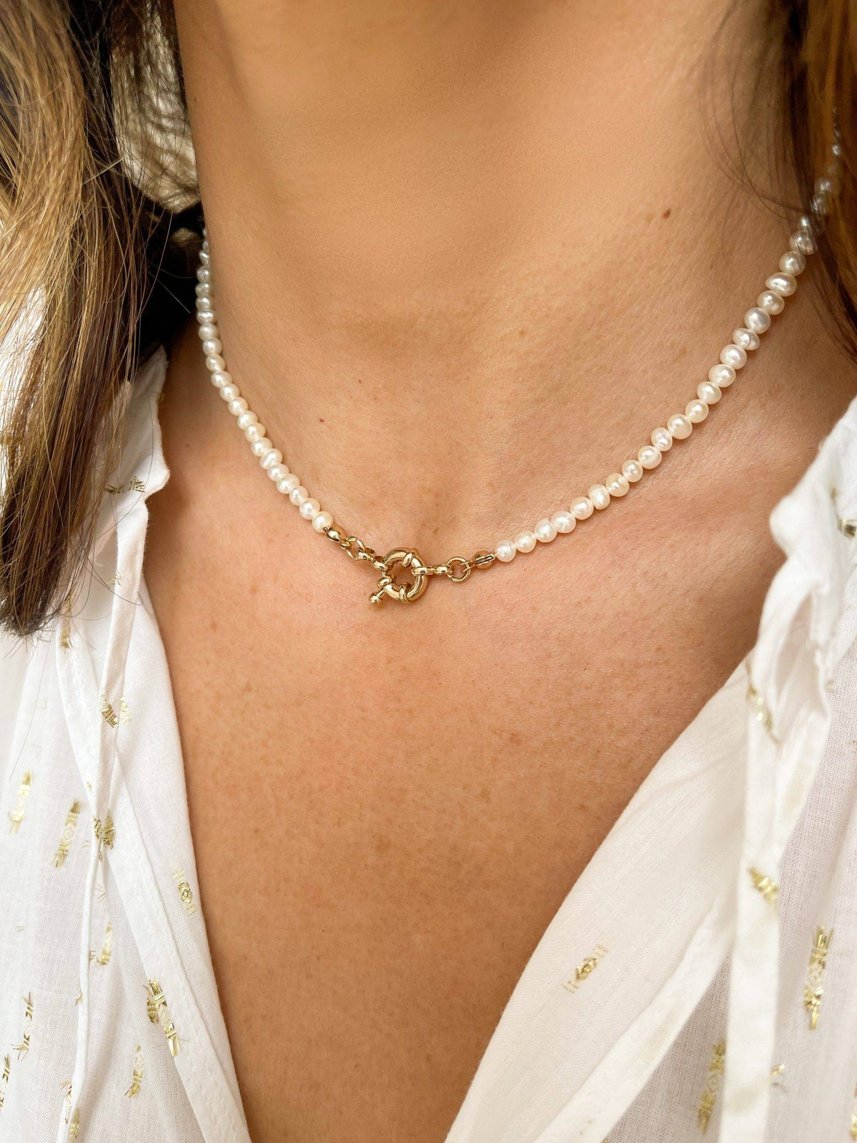 Olia Sara Choker – Freshwater Pearls/Gold Plated