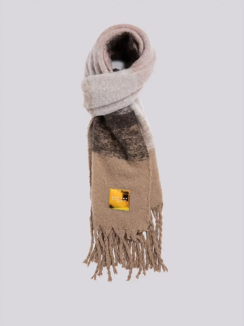 Replay Chunky Coloured Scarf Beige/Pink