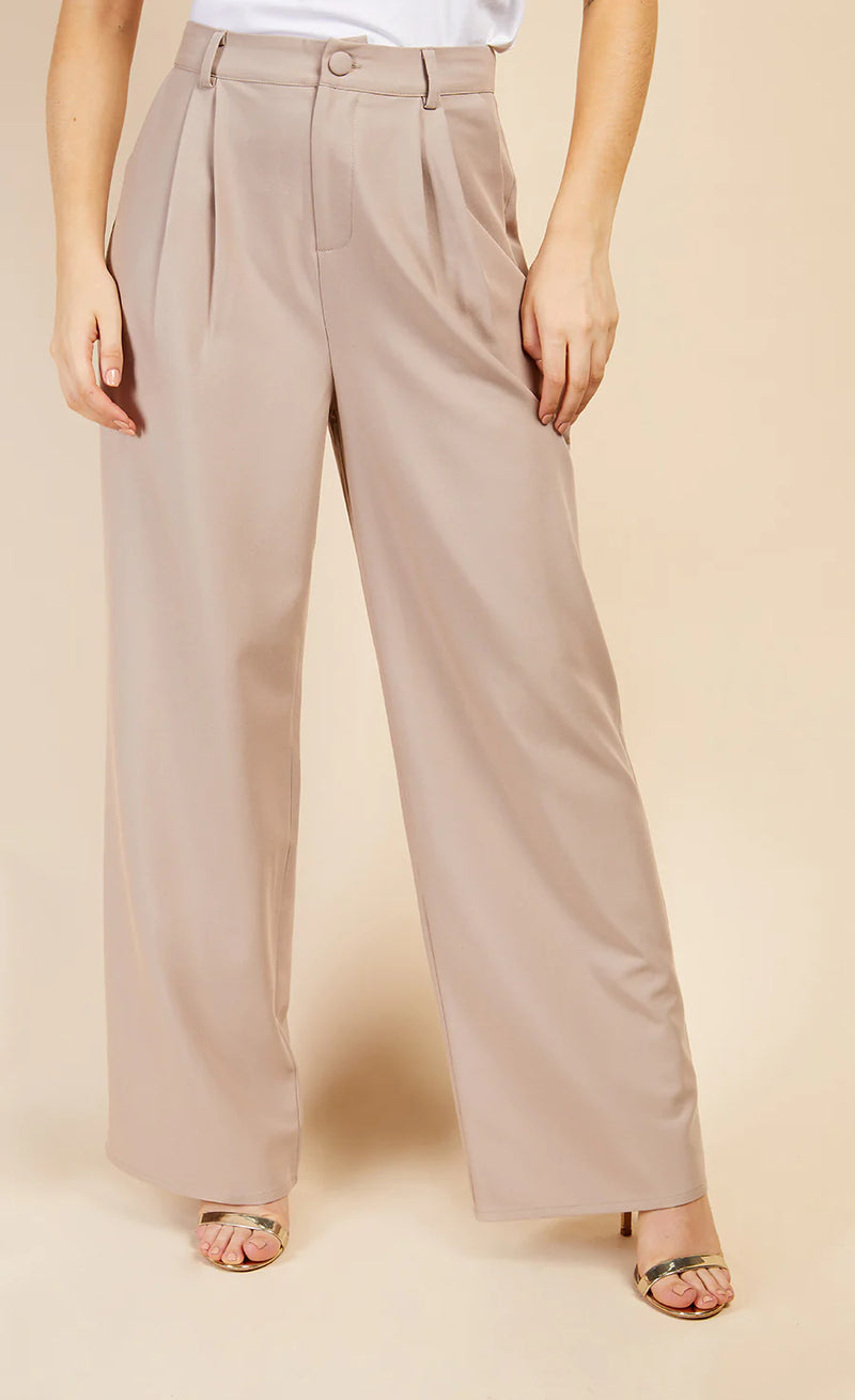 Little Mistress Stone Wide Leg Trousers by Vogue Williams