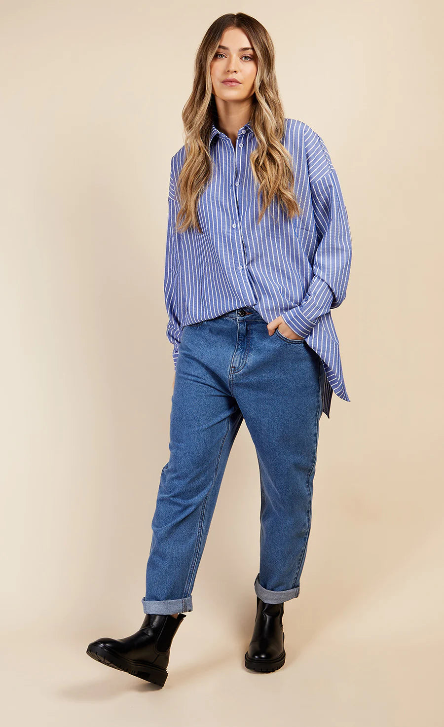 Striped shirt and jeans shop