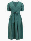 Great Plains  Crinkle Cotton V-Neck Midi Dress Tropical Green