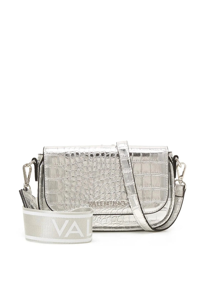 Valentino Miramar Croc Crossbody Bag In Silver