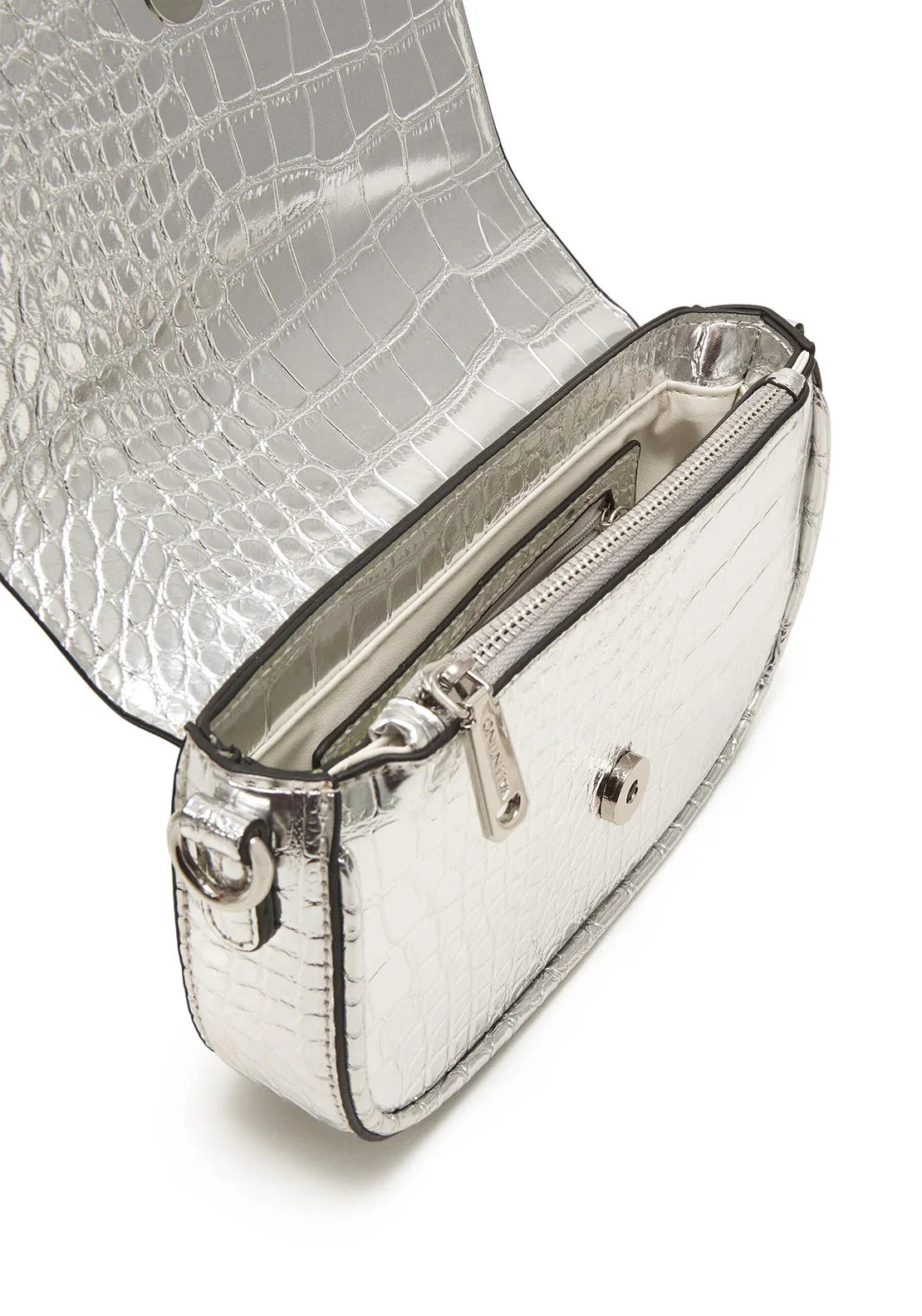 Valentino Miramar Croc Crossbody Bag In Silver