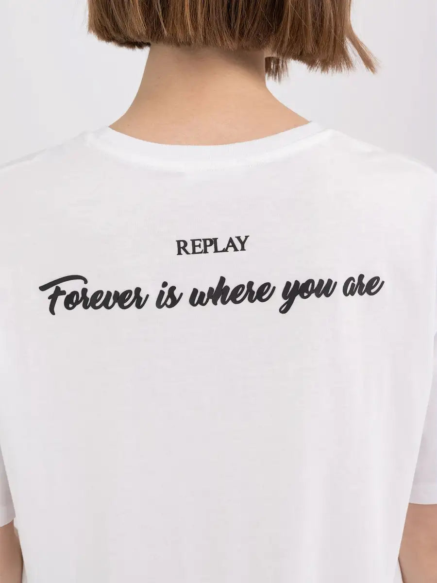 Replay Printed Front Tshirt White