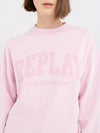 REPLAY OVERSIZED SWEATSHIRT IN ORGANIC COTTON WITH PRINT PINK