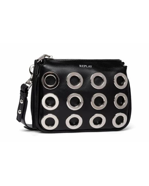 Replay Black Crossbody Bag With Silver Detail