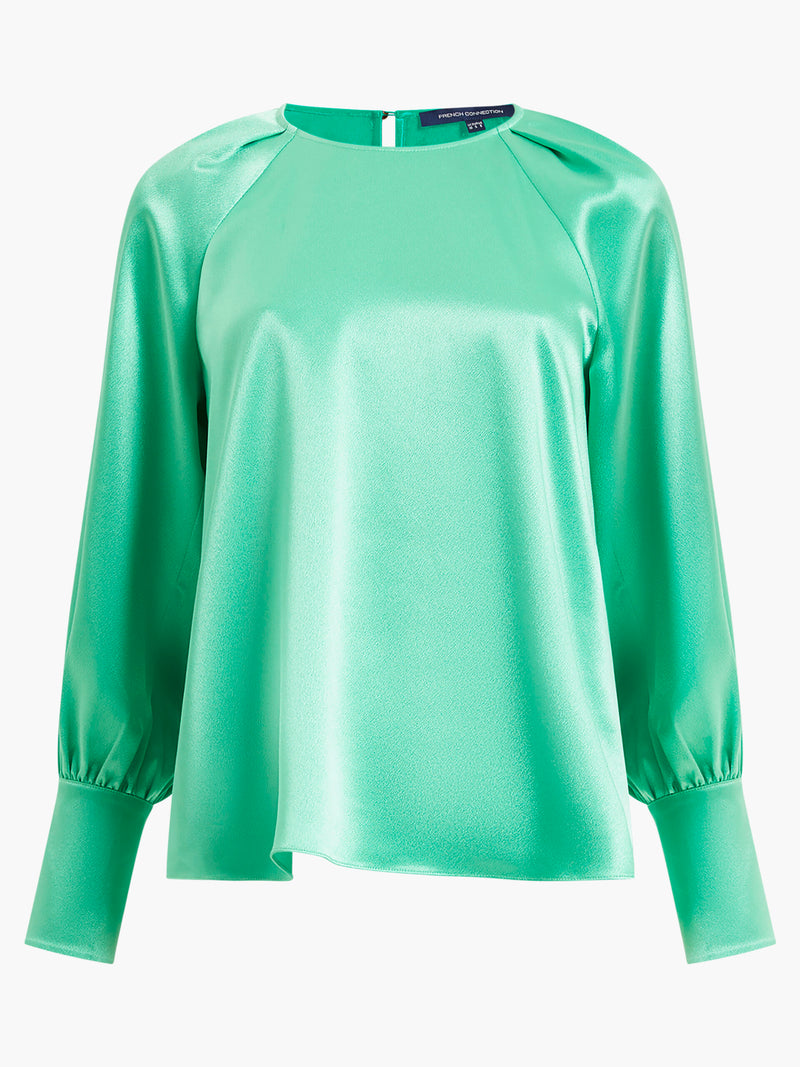 French Connection Adora Satin Top Mineral Green