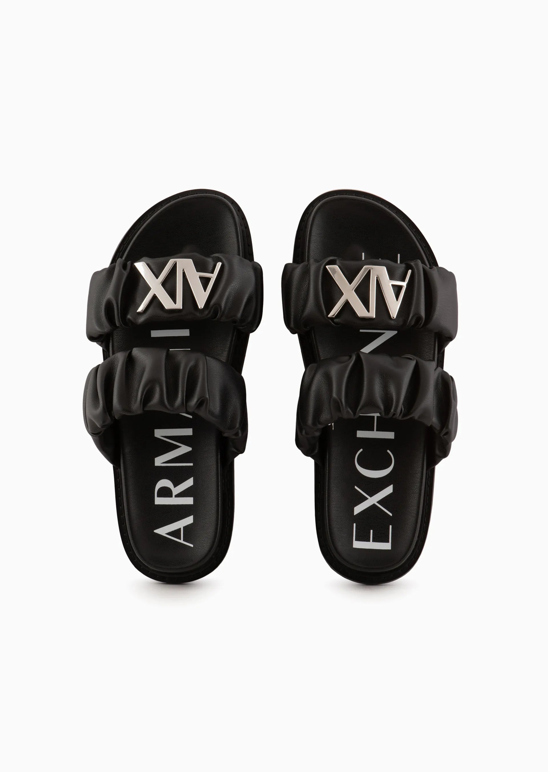 Armani Exchange Double Strap Sandal In Black