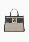 Armani Exchange Mid Size Woven Shopper Bag Black