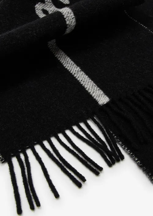 Armani Exchange Wool Logo Scarf Black