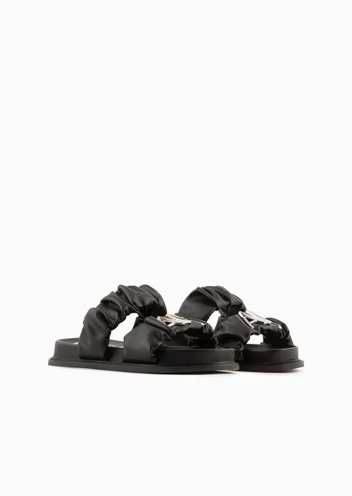 Armani Exchange Double Strap Sandal In Black