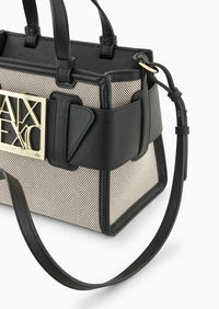 Armani Exchange Mid Size Woven Shopper Bag Black