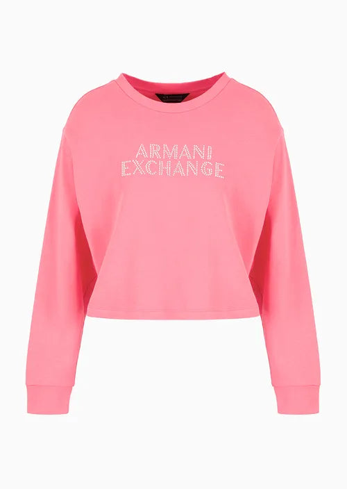Armani Exchange Cropped Sweatshirt Watermelon Pink