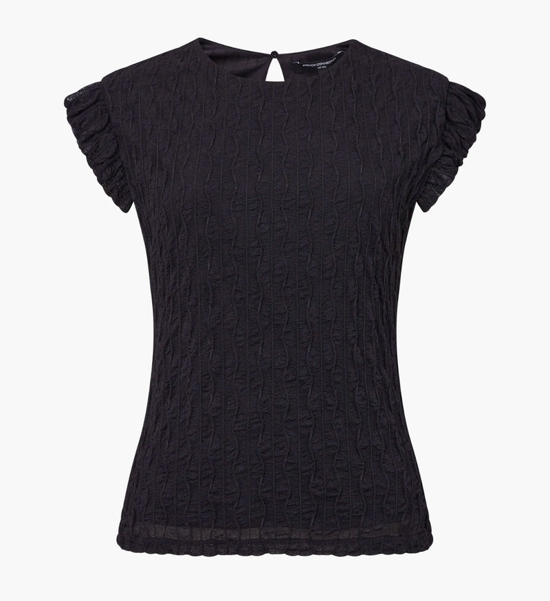 French Connection Wanda Textured Top Black