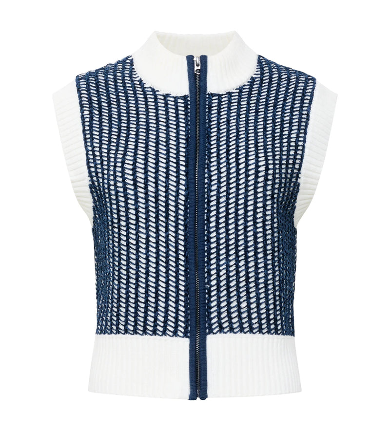 French Connection Klara Sleeveless Knit Jumper Navy/Winter White