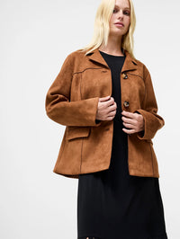 French Connection Laney Faux Suede Jacket Tan
