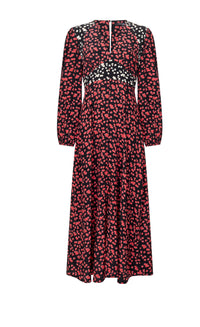 French Connection Harriet Delphine Midi Dress Red Brick Multi