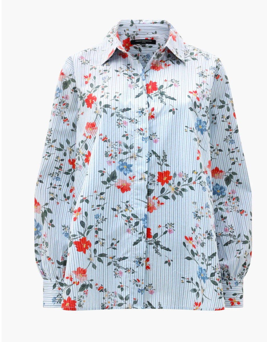 French Connection Floral Printed Shirt Blue