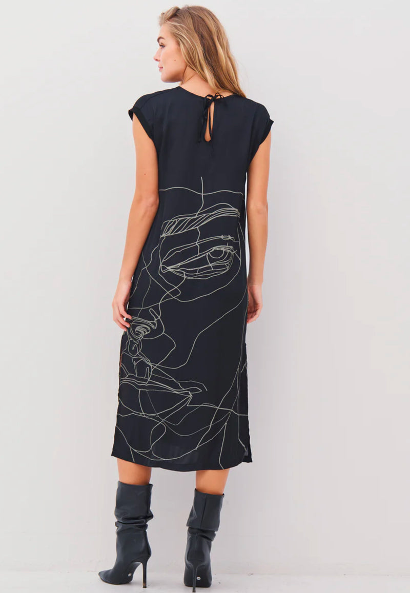 NU Denmark Abbi Long Dress Black Mix