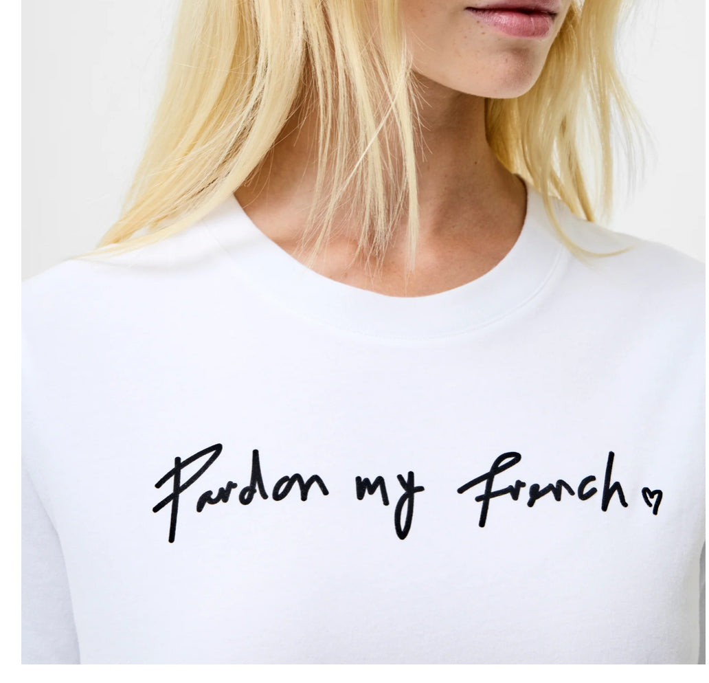 French Connection Pardon My French Graphic T-Shirt White