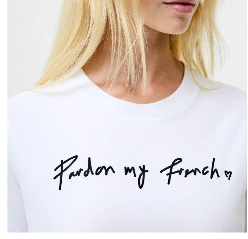 French Connection Pardon My French Graphic T-Shirt White