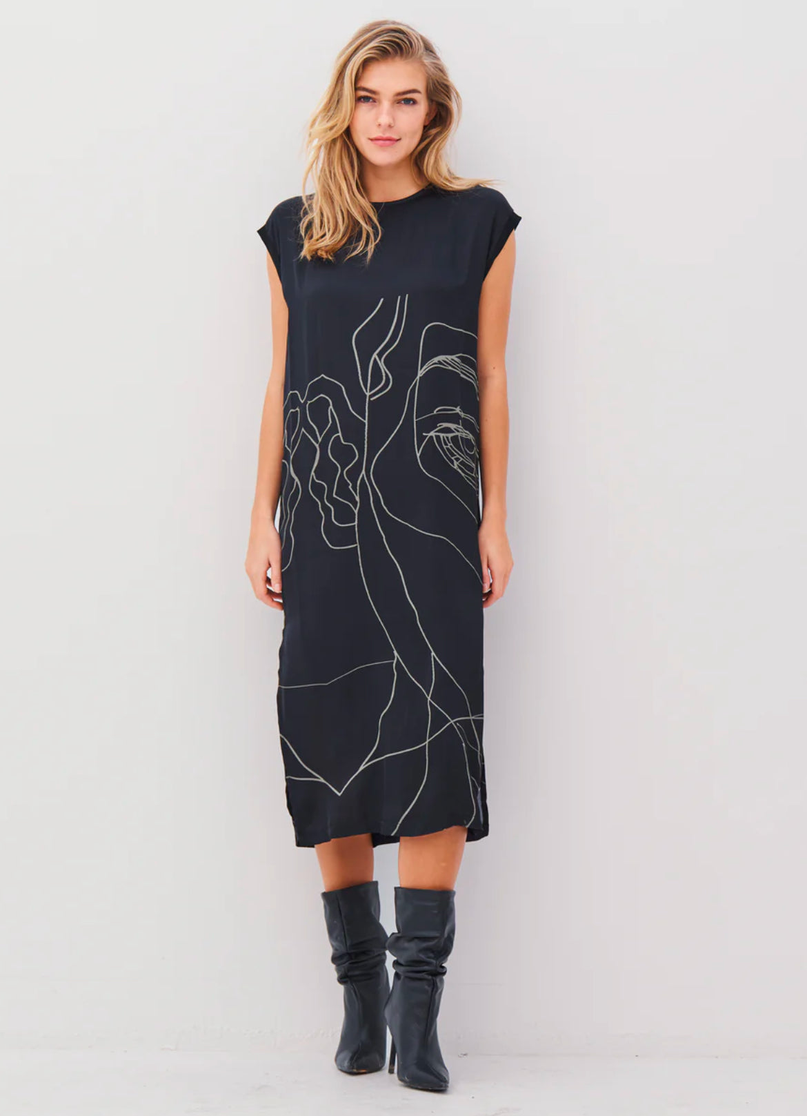 NU Denmark Abbi Long Dress Black Mix