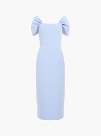 French Connection Echo Crepe Off Shoulder Dress Cashmere Blue