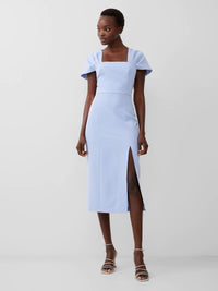 French Connection Echo Crepe Off Shoulder Dress Cashmere Blue