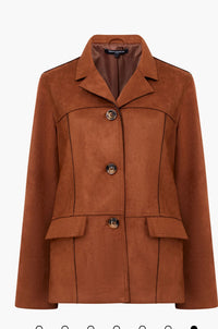 French Connection Laney Faux Suede Jacket Tan