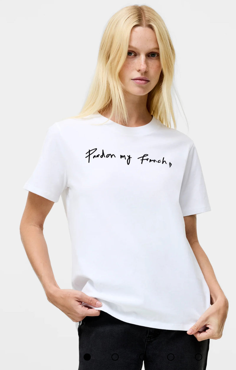 French Connection Pardon My French Graphic T-Shirt White
