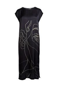 NU Denmark Abbi Long Dress Black Mix