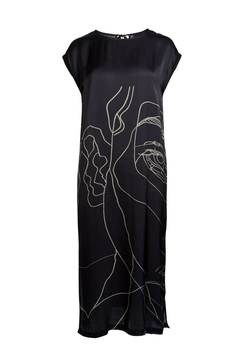 NU Denmark Abbi Long Dress Black Mix