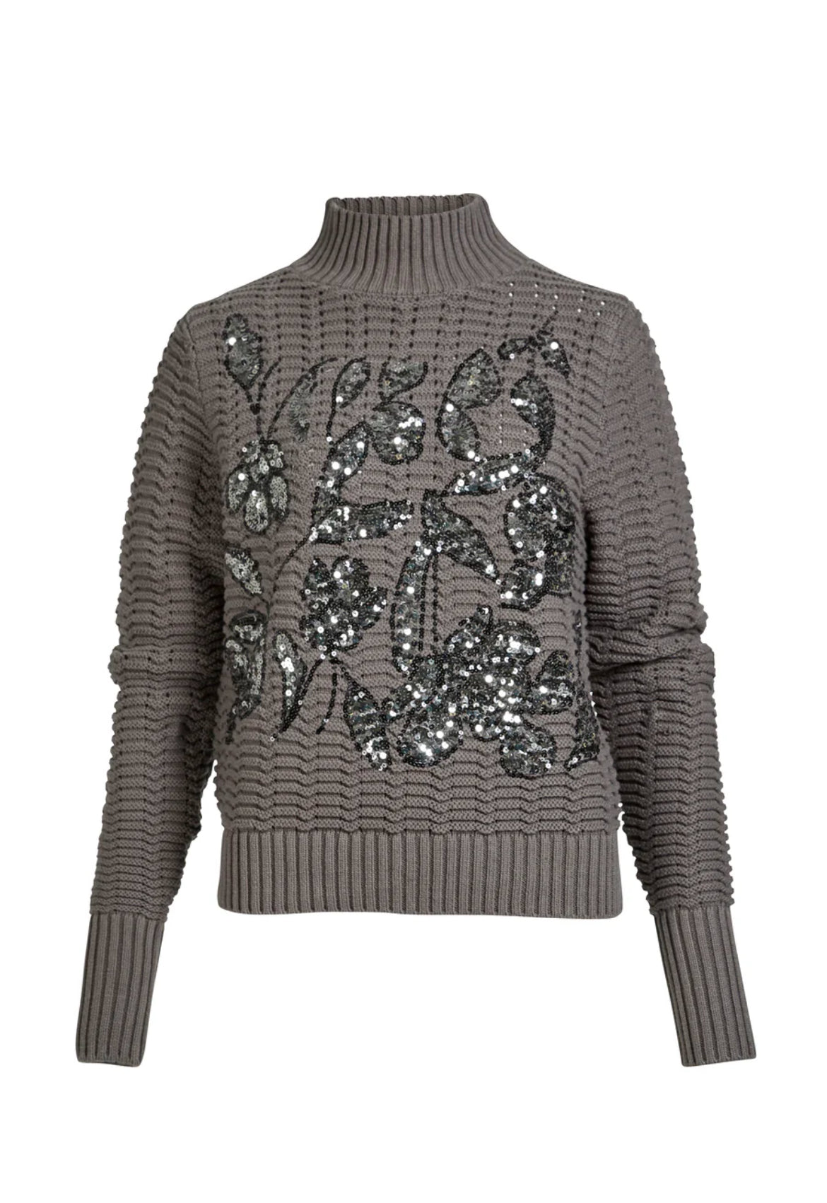 NU Denmark Anja Sequin Knitted Jumper Grey Mix