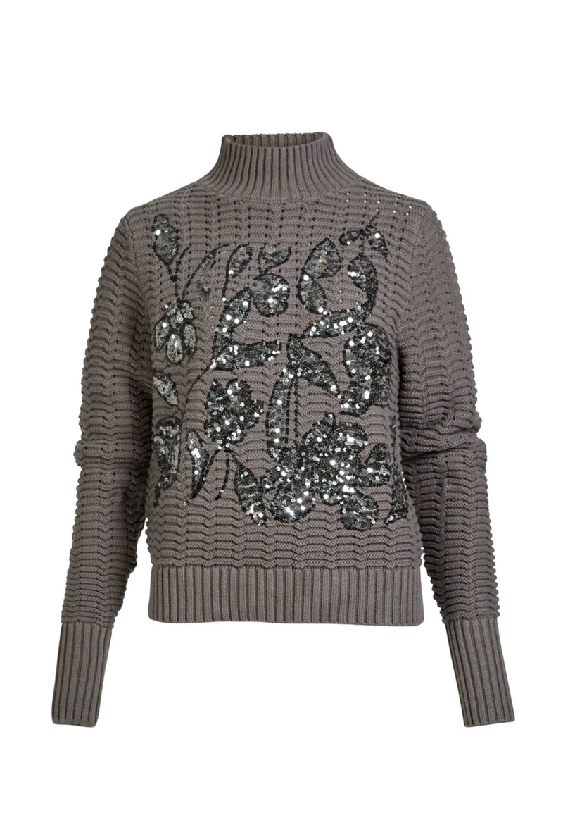 NU Denmark Anja Sequin Knitted Jumper Grey Mix