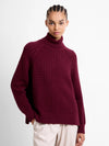 French Connection Keya Popcorn Knit Roll Neck Jumper In Bordeaux Red
