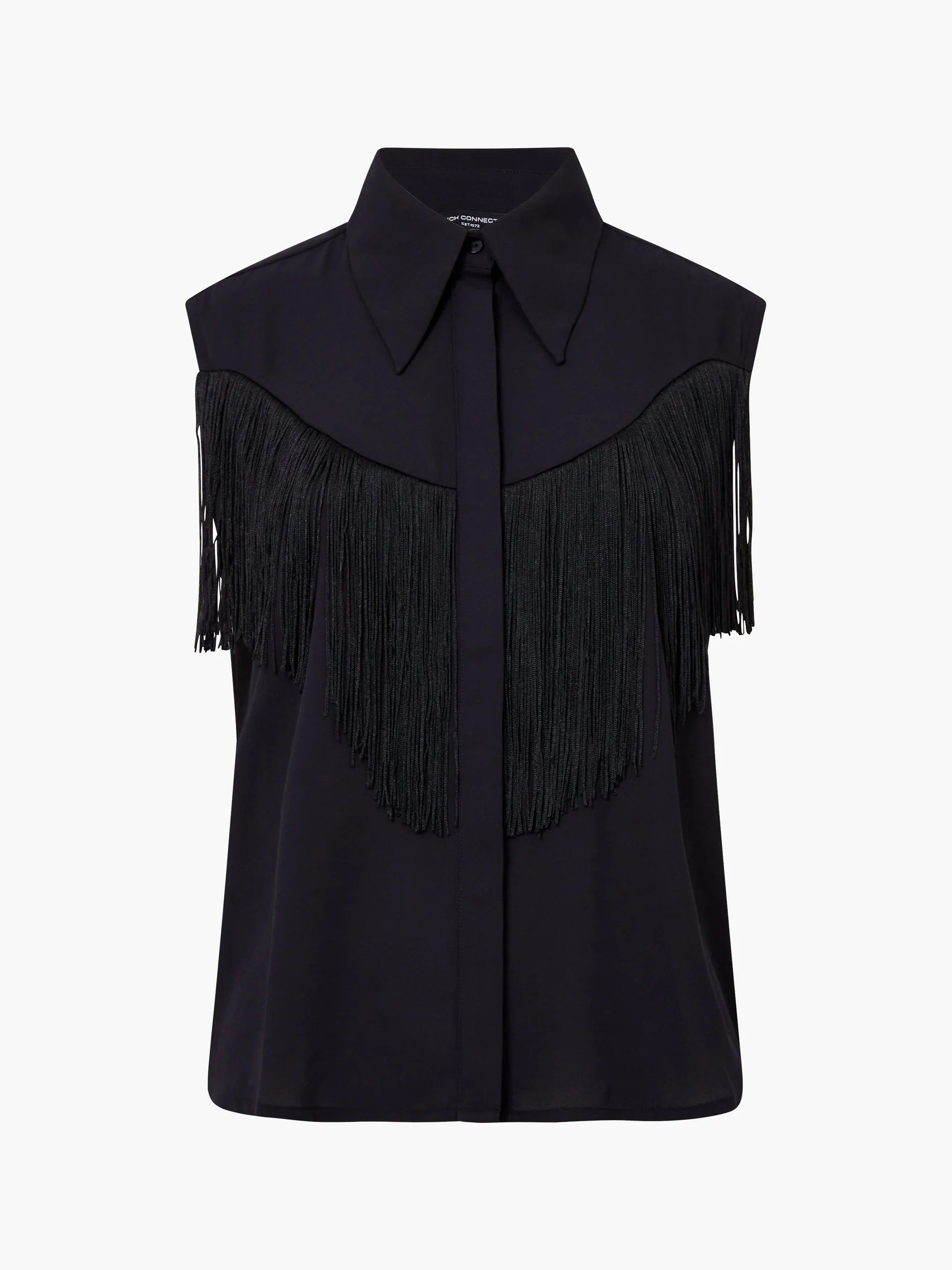 French Connection Mila Frindge Top Black