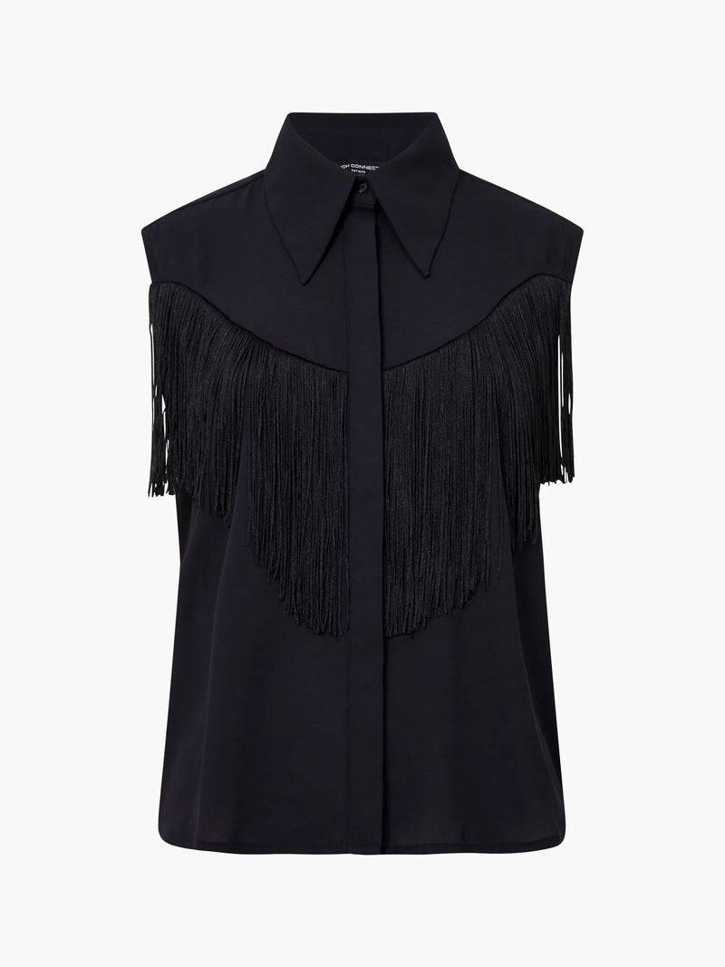 French Connection Mila Frindge Top Black