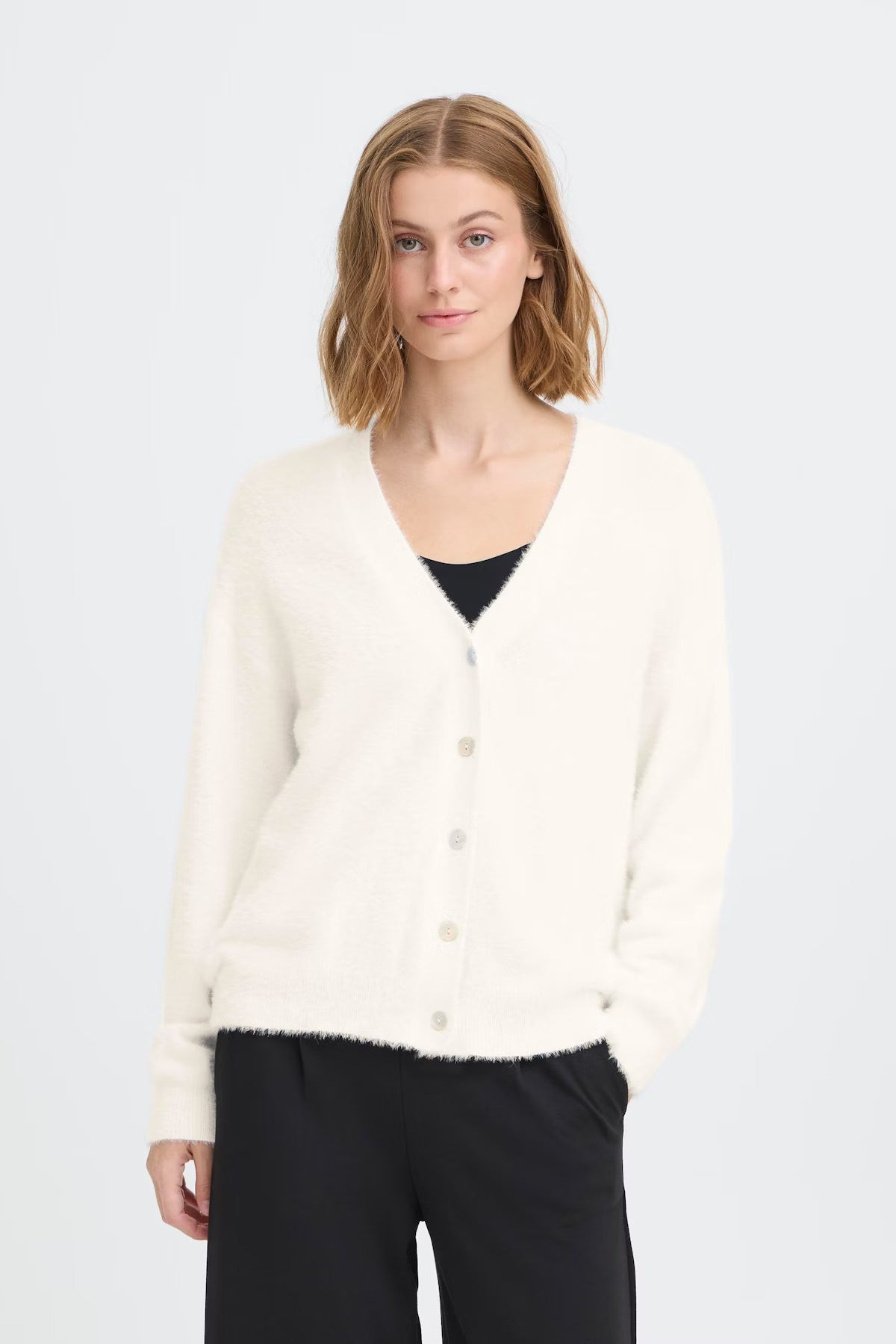 ICHI Brula Soft Cardigan Cloud Dancer