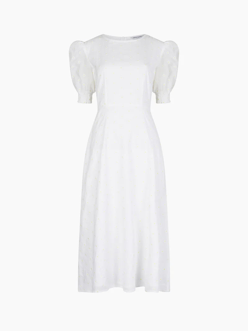 Great Plains Daisy Embroidery Midi Dress White Paris Grimsby