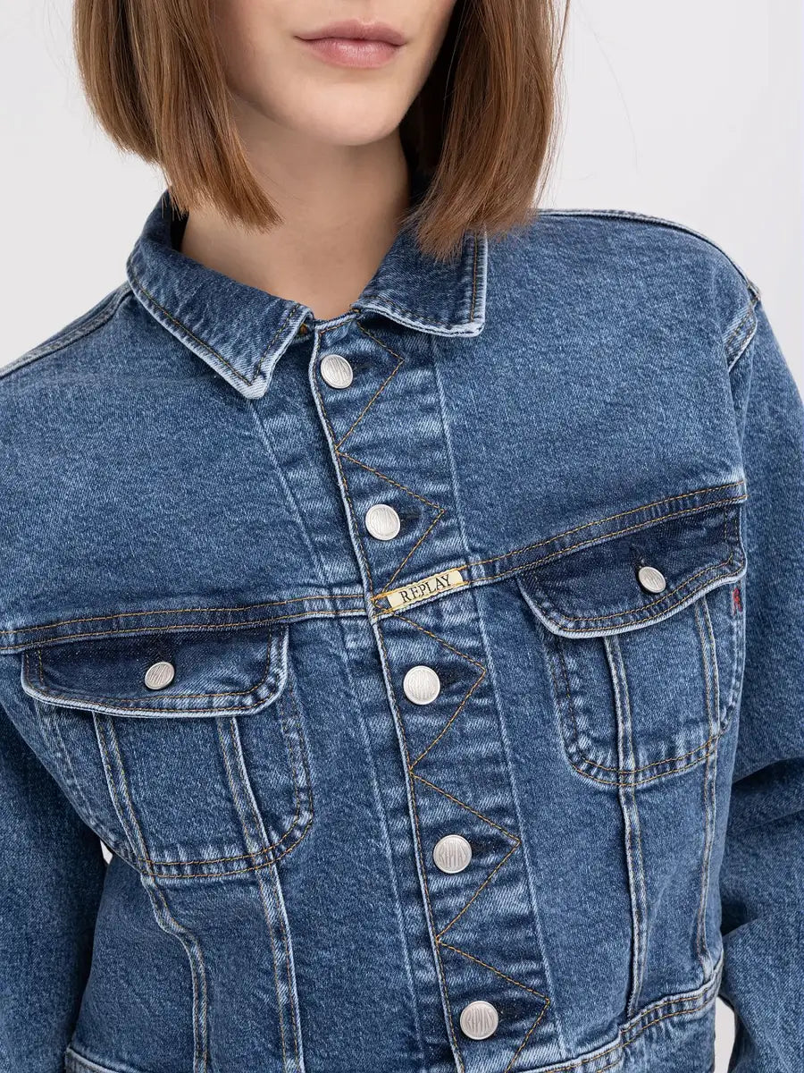 Replay Relaxed Fit Cropped Denim Jacket
