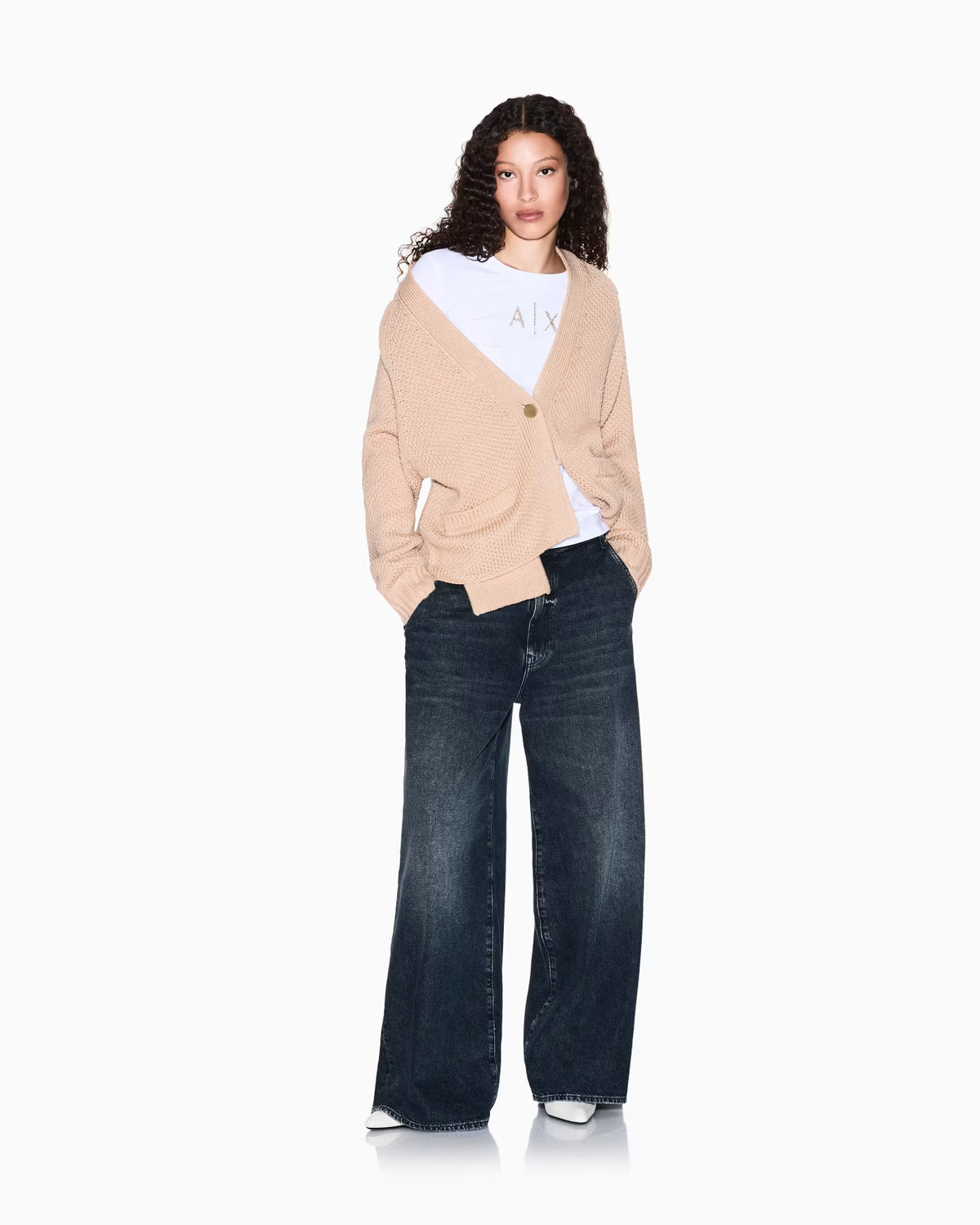 Armani Exchange Chunky Cardigan In Sand