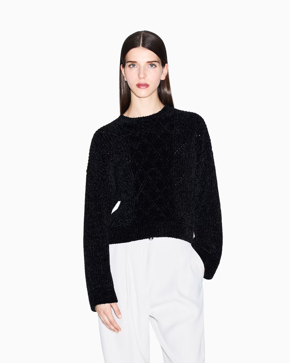 Armani Exchange Chenielle Chunky Jumper Black