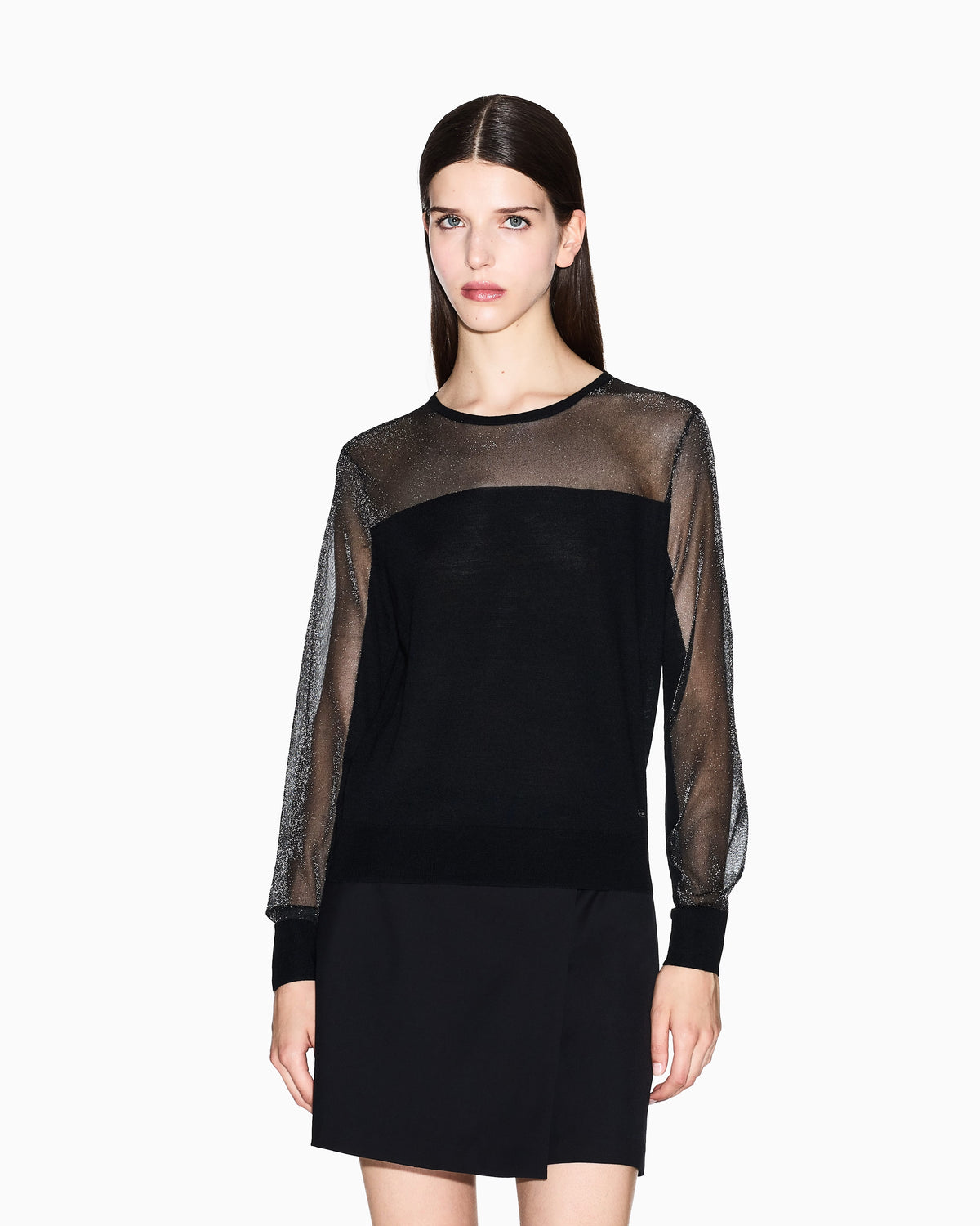 Armani Exchange Thin Knit With Lurex Shoulder And Sleeves