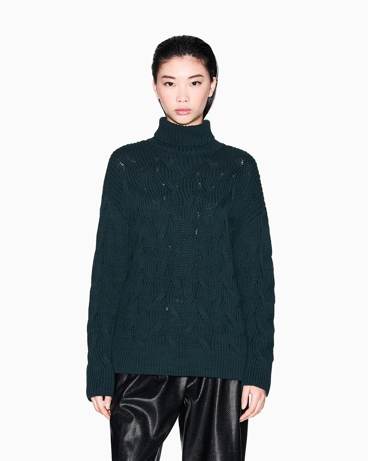 Armani Exchange Chunky Knit In Beat Green