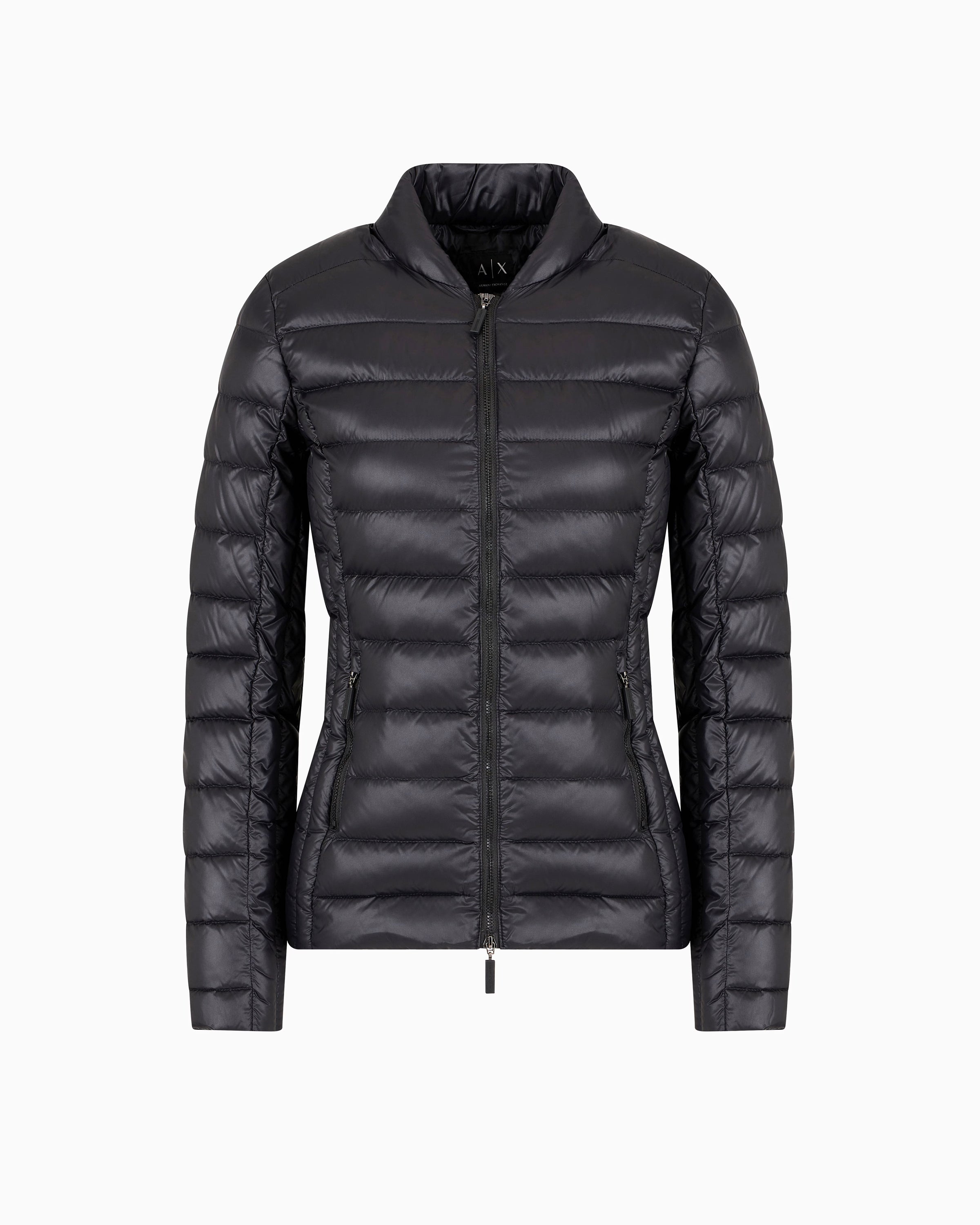 Armani Exchange Fitted Short Puffa Jacket In Black