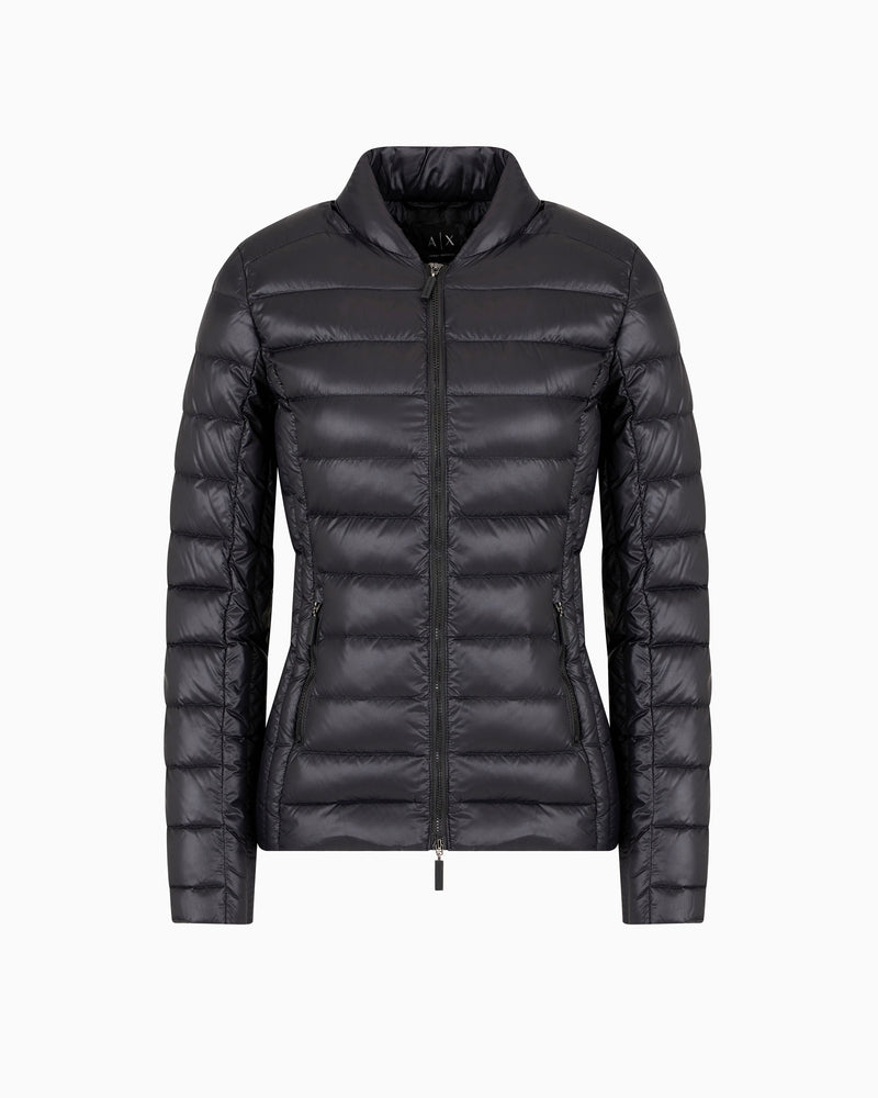 Armani Exchange Fitted Short Puffa Jacket In Black